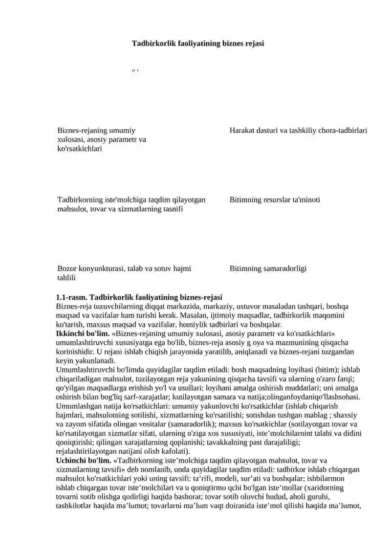 Biznes reja, uning ahamiyati, mohiyati va mazmuni 3