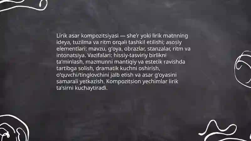 Lirik asar kompozitsiyasi 3