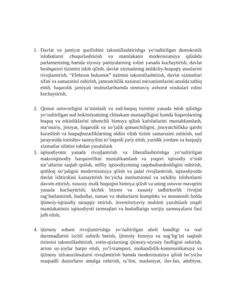O’zbekiston respublikasi prezedentining O‘zbekistonni rivojlantirish bo‘yicha 5 harakatlar strategiyasi 3