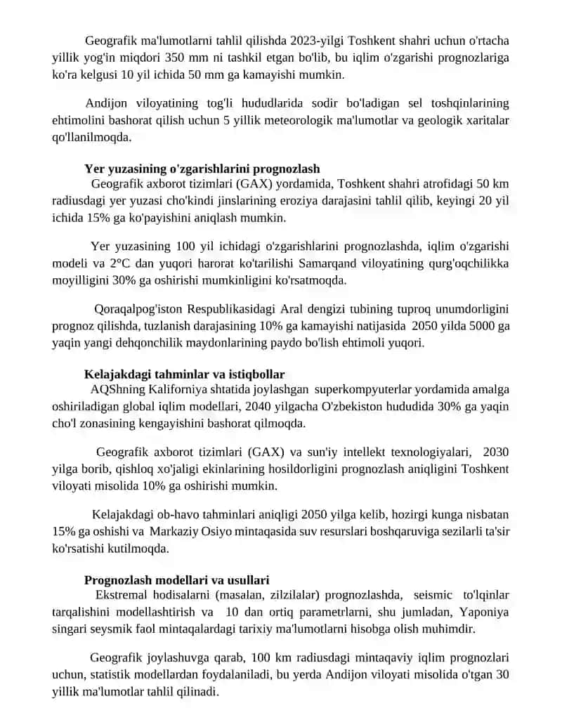 Fan texnika inqilobi va tabiat, geografik bashoratlash va uning turlari 3