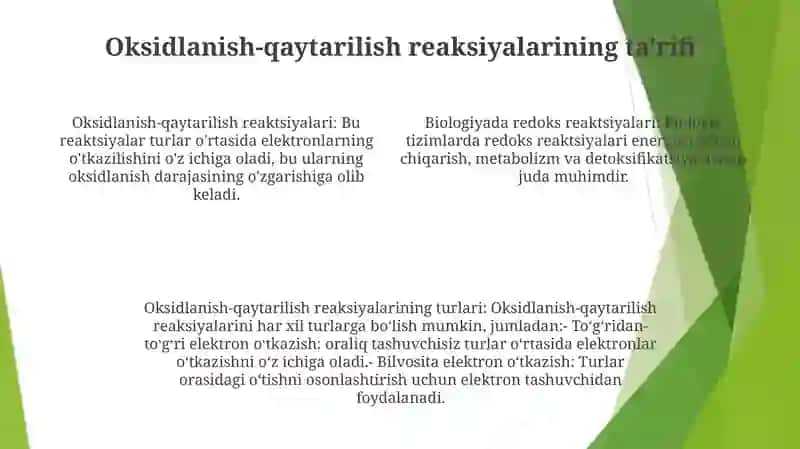 Oksidlanish -Qaytarilish Reaksiyalari 3