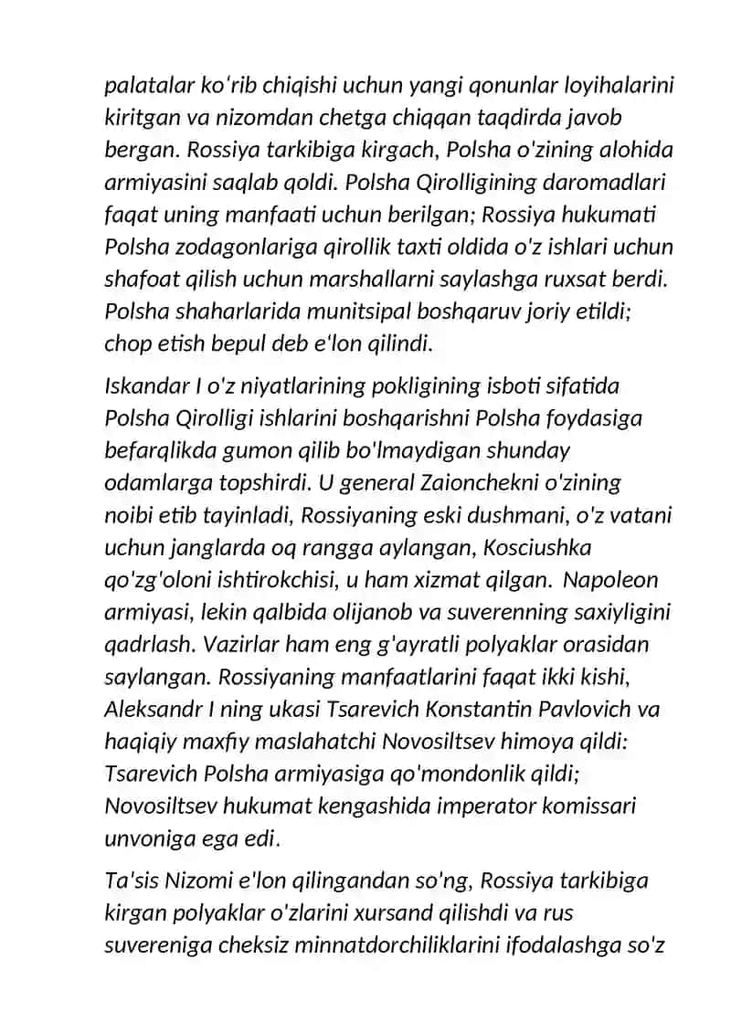 Polsha qirolligining Rossiya imperiyasidagi mavqei 3
