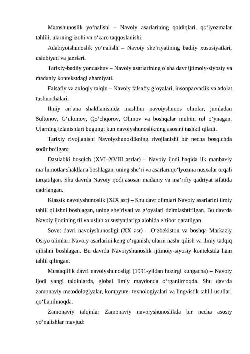 NAVOIYSHUNOS OLIMLAR ILMIY ANʼANA , TARIXIY RIVOJLANISHI VA ZAMONAVIY TALQINLAR 3