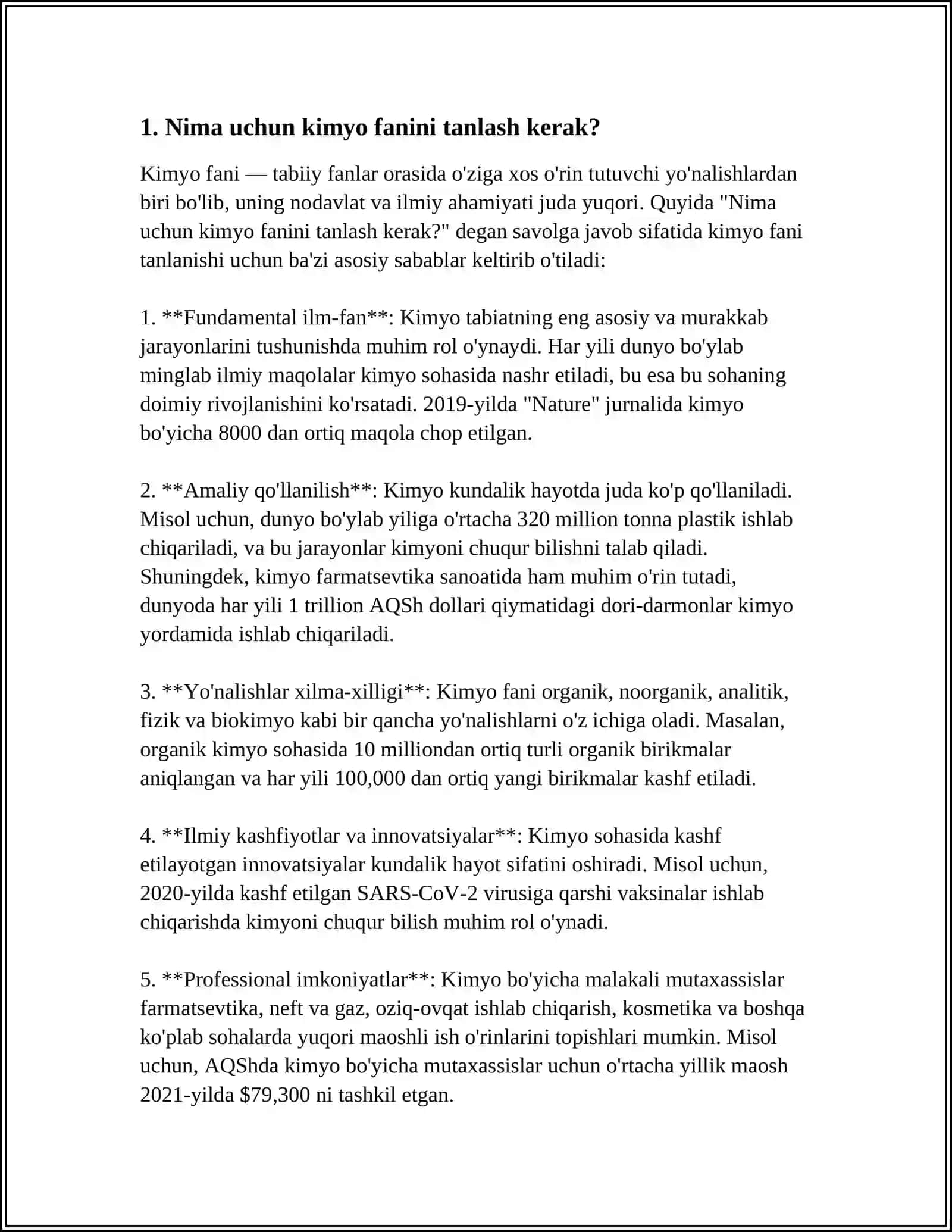NIMA UCHUN KIMYO XALQARO UNIVERSITETI? 3