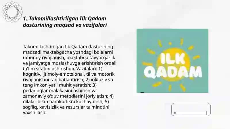 Takomillashtirilgan Ilk Qadam dasturi 3