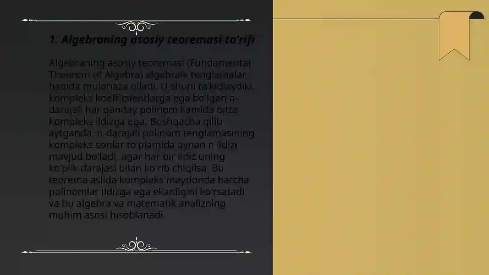 Algebraning asosiy teoremasi 3