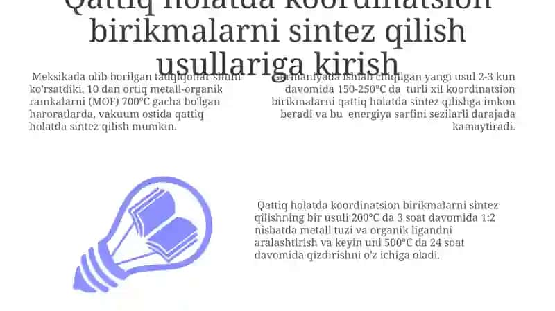Qattiq holatda koordinatsion birikmalarni sintez qilish usullari 3