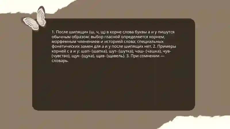 Правописание букв а, у после шипящих 3