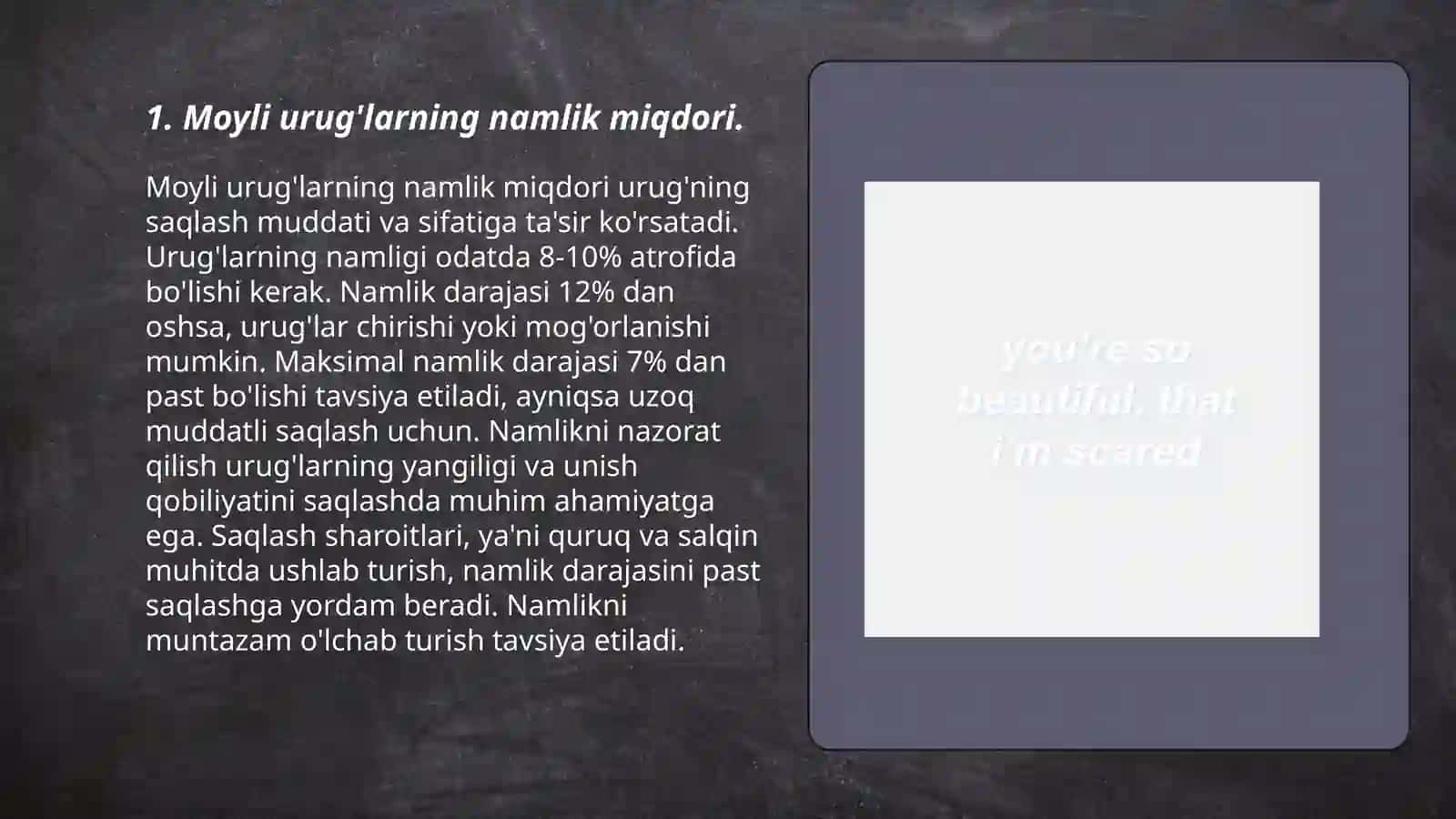 Moyli urug'larning O'zDst bo'yicha fizik-kimyoviy ko'rinishi 3