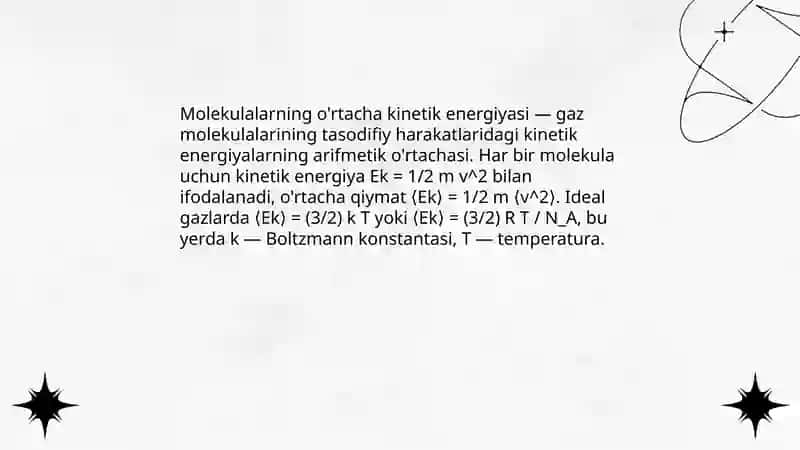 Molekulalarning oʼrtacha kinetik energiyasi 3
