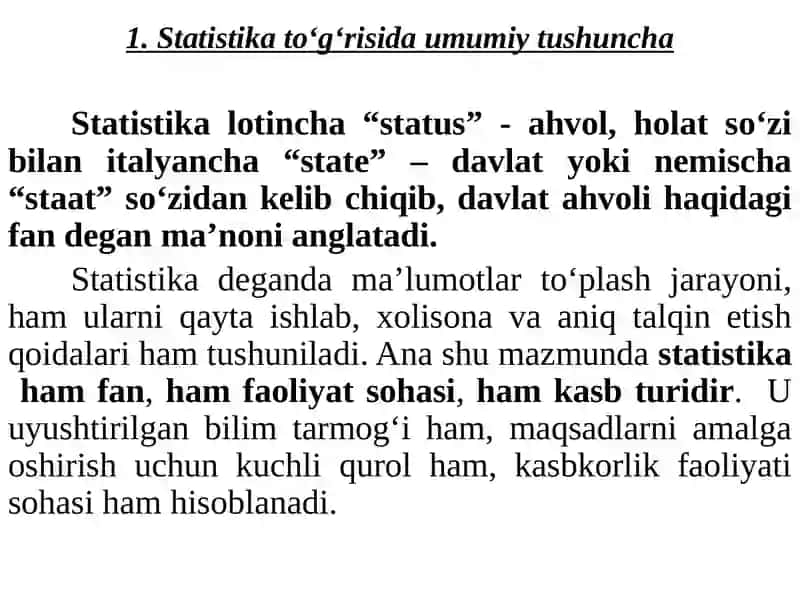 Statistika” fanining predmeti va uslubi 3