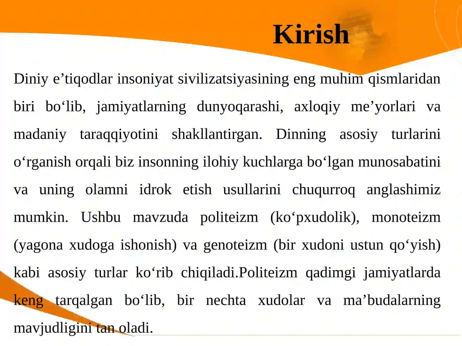 Dinning turlari: politeizm, monoteizm va genoteizm 3