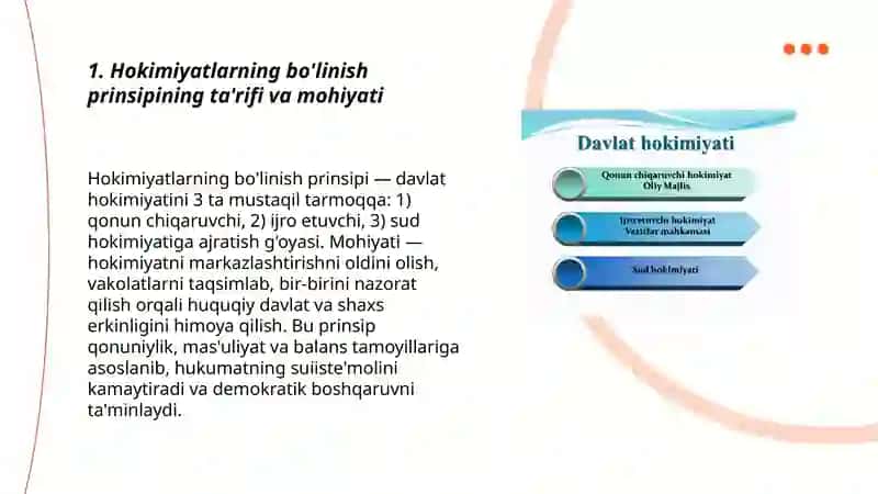 Hokimiyatlarning bo'linish Prinsipi va uning mohiyati 3
