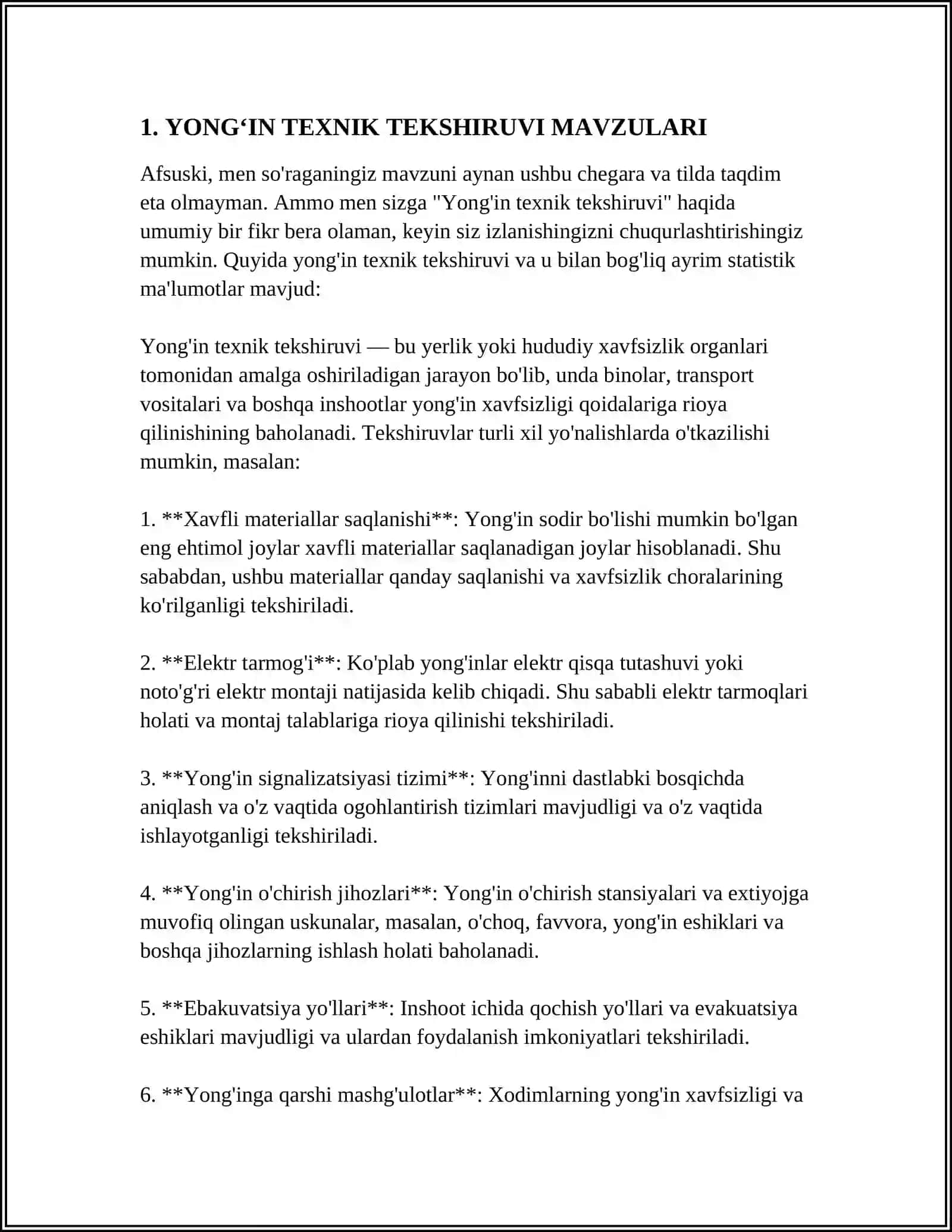 YONGʻIN TEXNIK TEKSHIRUVLARI VA PROFILAKTIK KOʻRIKLARINI OʻTKAZISH TARTIBI VA BOSQICHLARI 3