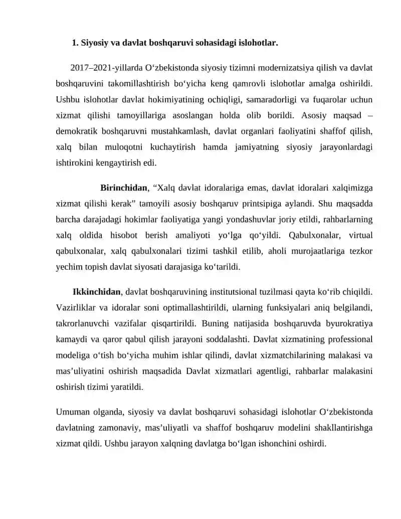 2017–2021-yillarda amalga oshirilgan islohotlar tahlili 3