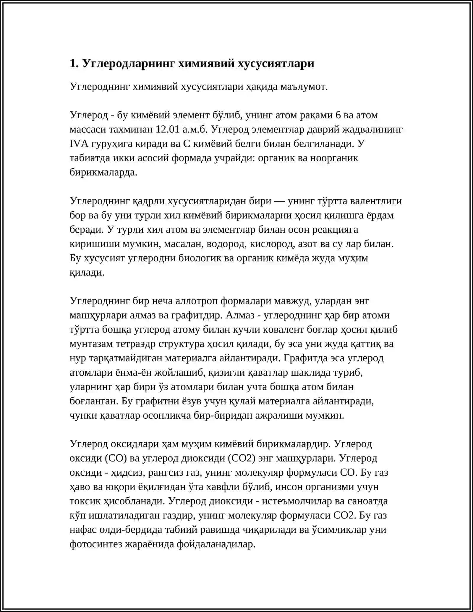 УГЛЕРОДЛАРНИ ВАЗИФАЛАРИ 3