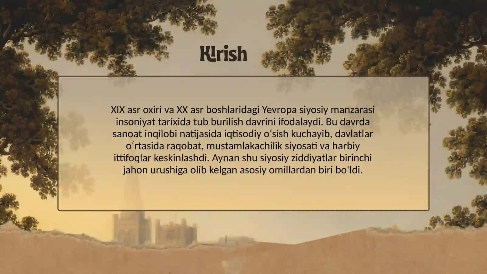 XIX asr oxiri - XX asr boshlarida Yevropadagi siyosiy vaziyat 3