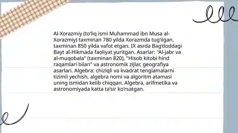 Al-Xorazmiy va Algebra Fanining Shakllanishi 3