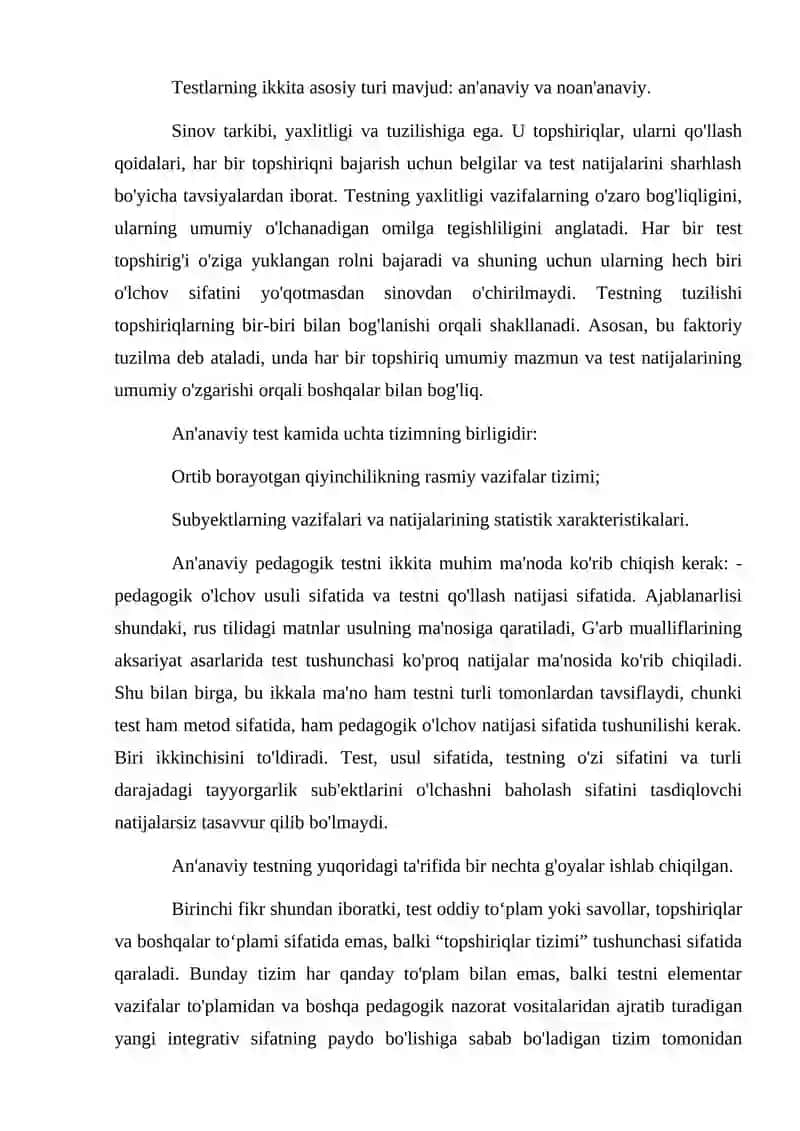 Testologiya va pedagogik o'lchovlar nazariyasi 3