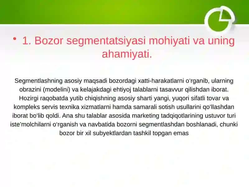 Bozor segmentatsiyasi turlari Termez 2024 yil 3
