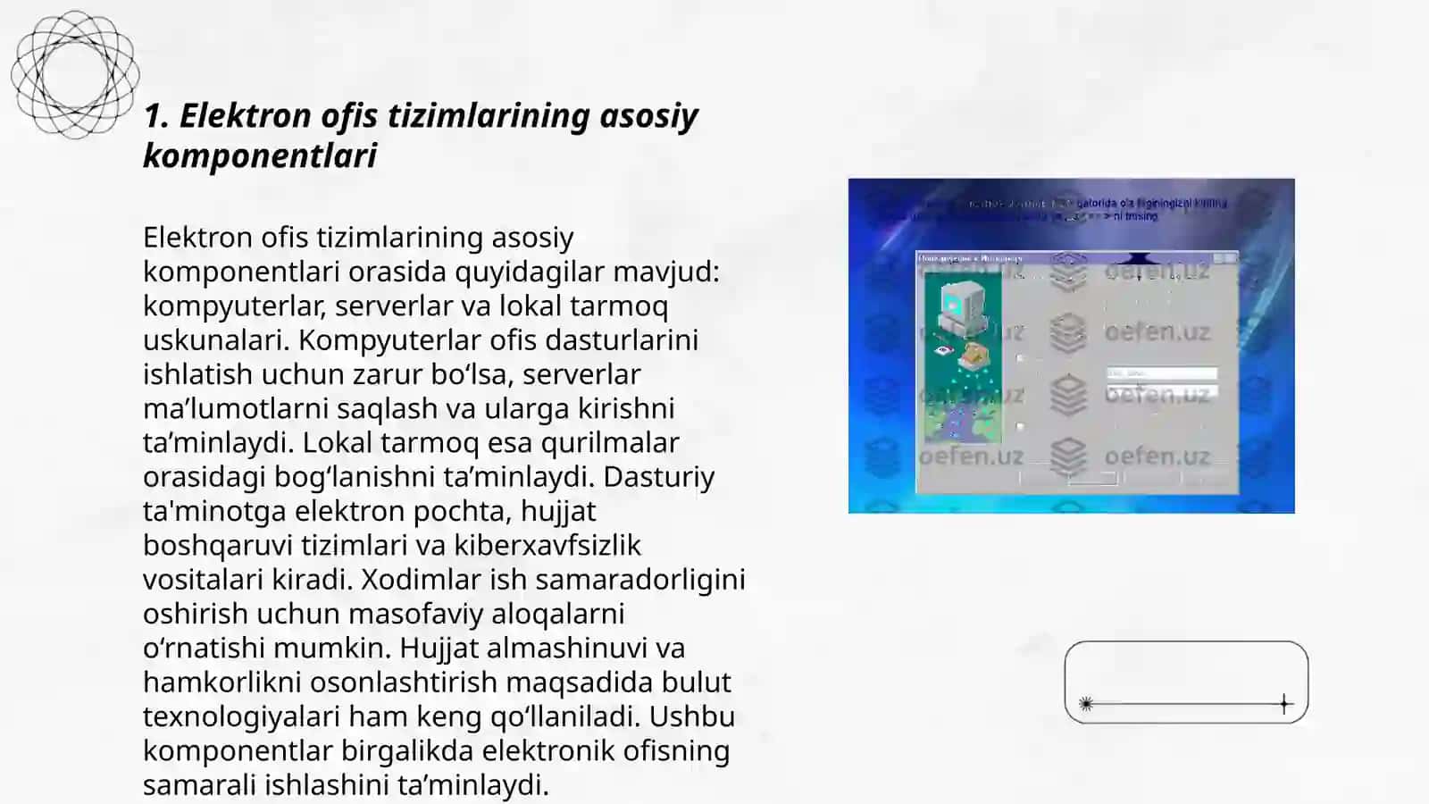 Elektron ofis tizimlarining asosiy komponentlari 3