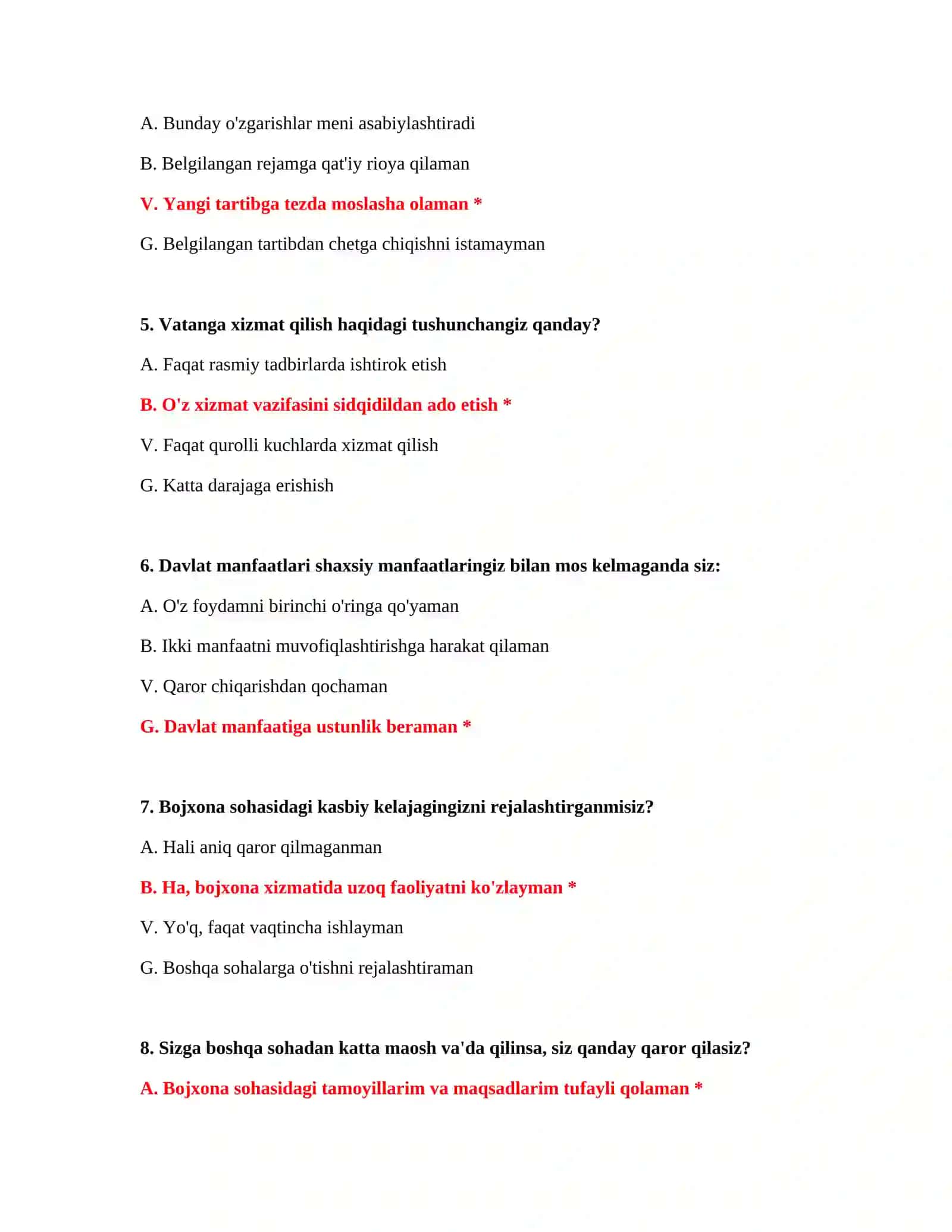 Bojxona IQ savol javob PDF 3
