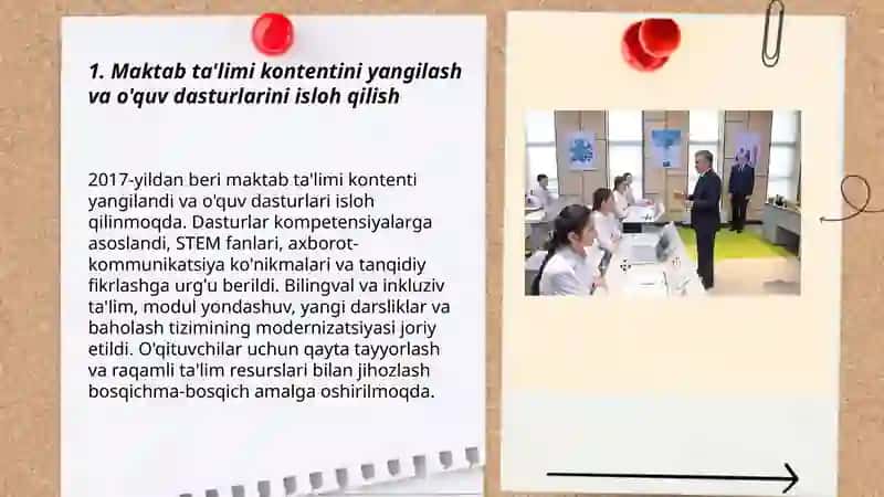 O'zbekiston Respublikasida ta'lim sohasida amalga oshirilgan islohotlar 3