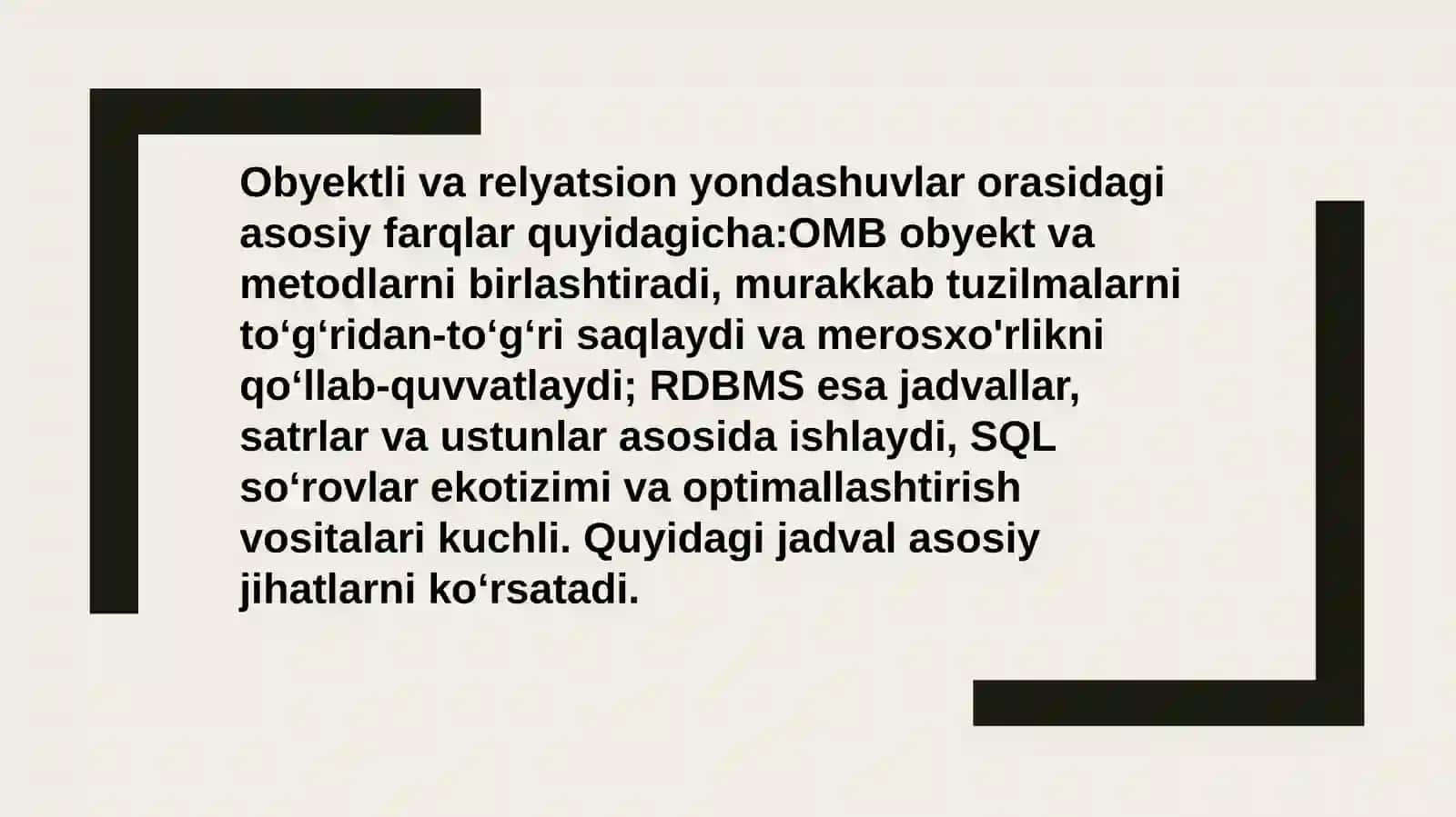 Obʼektli maʼlumotlar bazasi 3