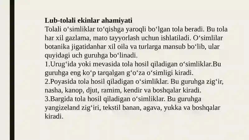 O’simliklar biologiyasini va yetishtirish texnologiyasi 3