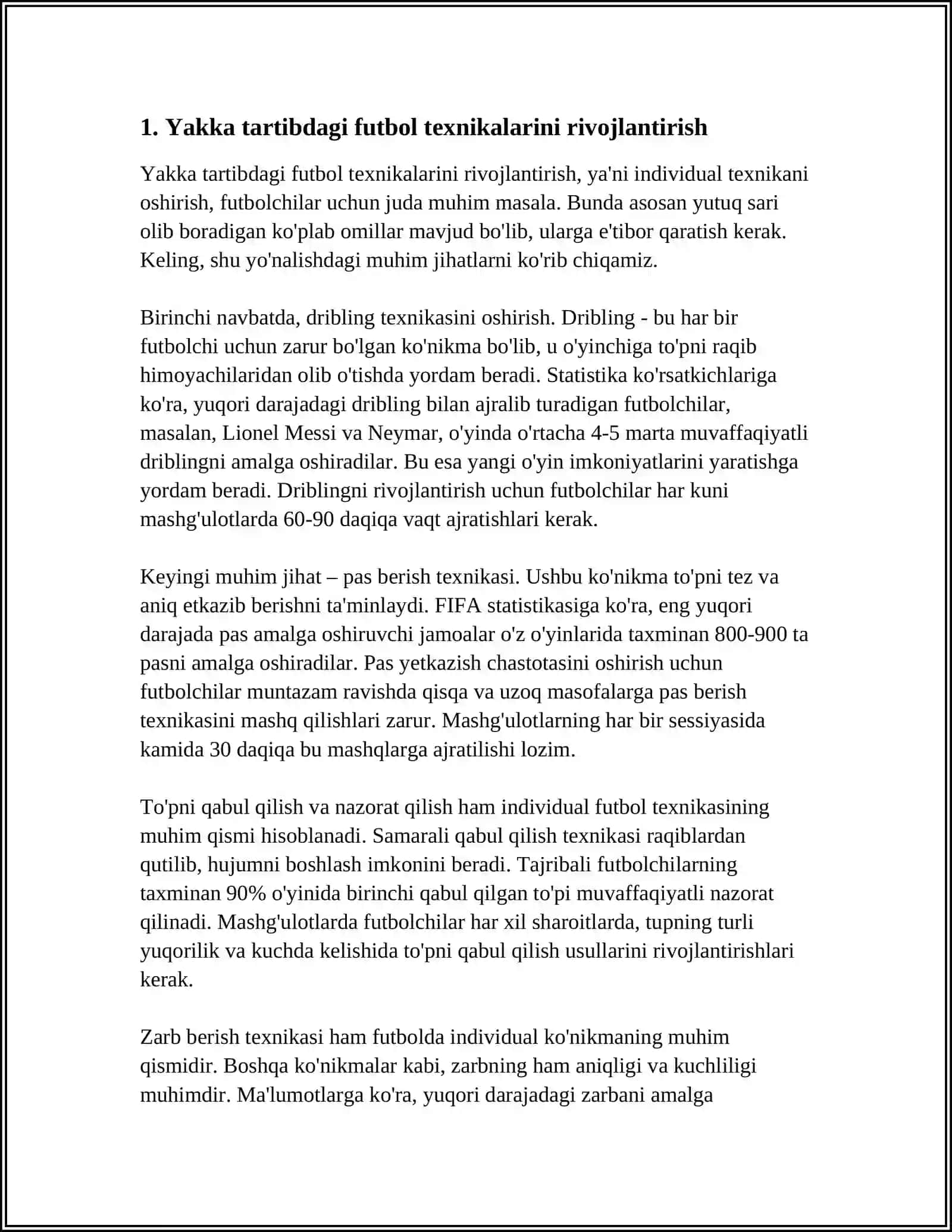 FUTBOLCHILARNING O’QUV MASHG’ULOT JARAYONIDA YAKKA TARTIBDAGI HARAKAT USULLARI 3
