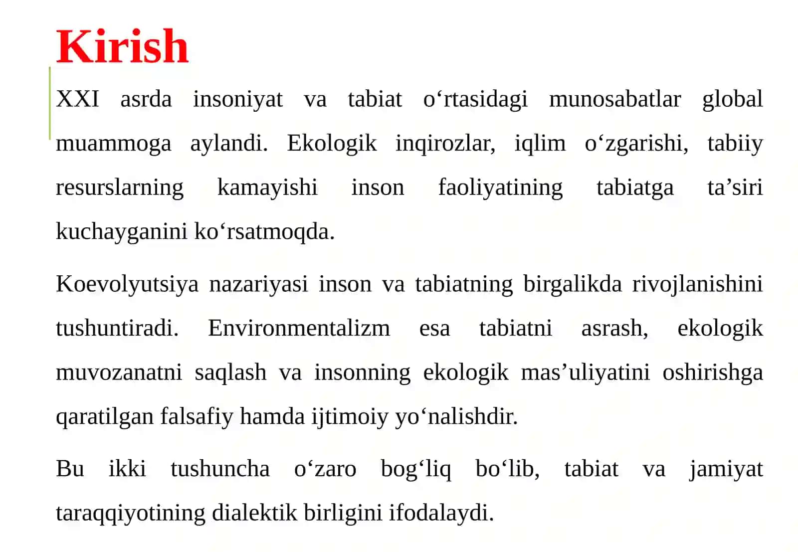 Koevolyutsiya va environmentalizm dialektikasi 3