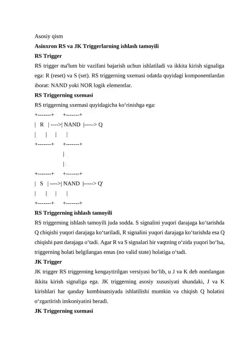 Asinxron RS va JK Triggerlarning ishlash tamoyili 3