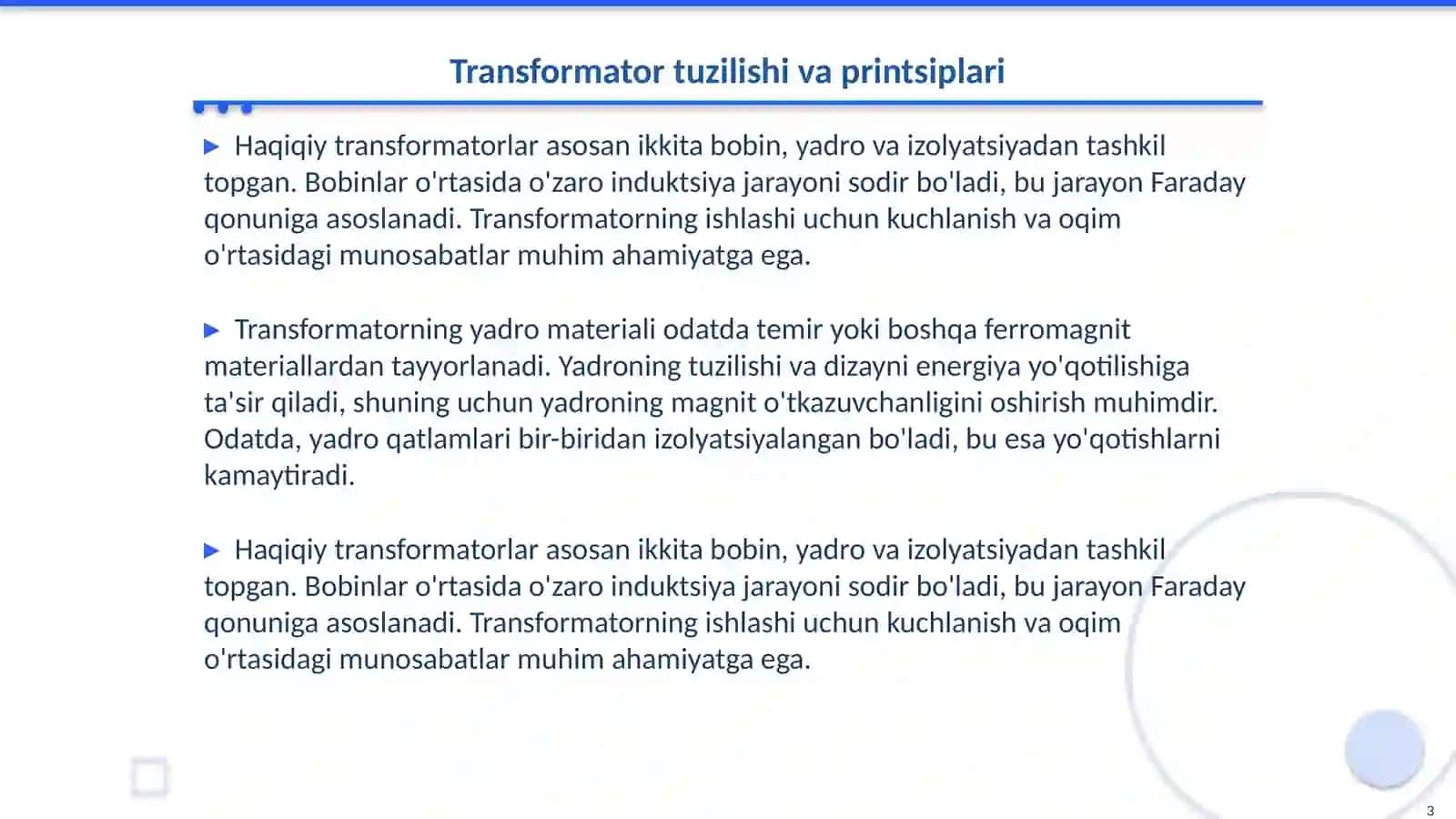 Haqiqiy transformatorning salt ishlashi 3