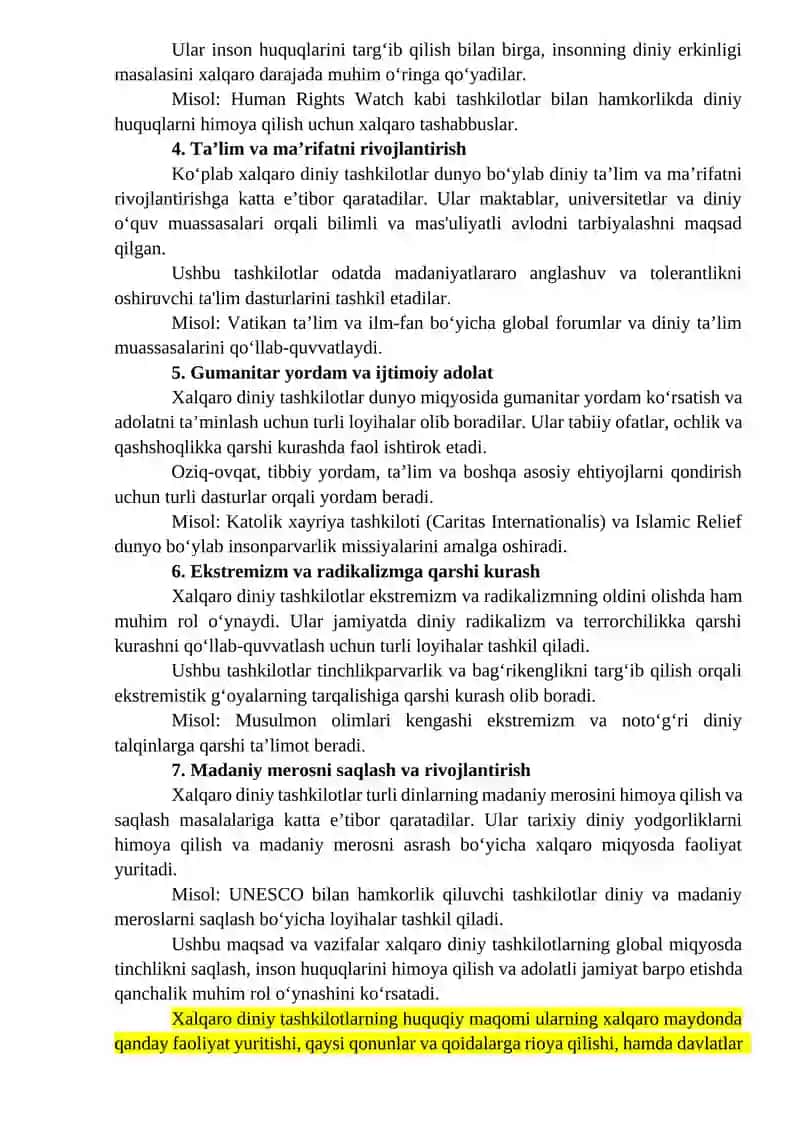 Xalqaro diniy tashkilotlar faoliyatining tarixi va ularning barqaror rivojlanish maqsadlari 3