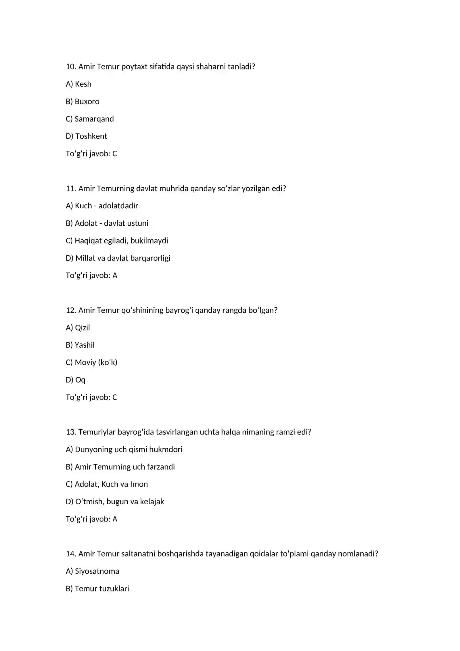 Amir Temur hayoti va siyosiy faoliyati bo'yicha test 100 ta javoblari bilan 7-sinf tarix darsligi asosida.docx 3