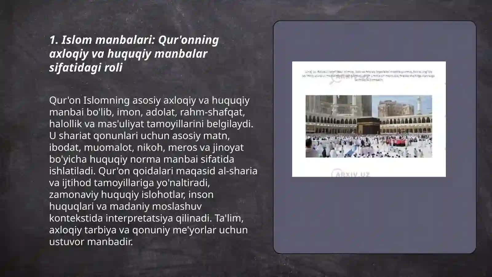 Islom dini manbalari, aqidaviy maktablari va ularni bugungi kundagi ahamiyati 3
