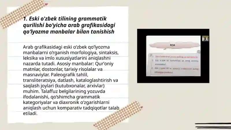 Eski o'zbek tilining grammatik qurilishiga doir manbalar bilan tanishish 3