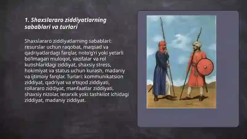Shaxslararo ziddiyatlar va ular orasidagi nizo 3