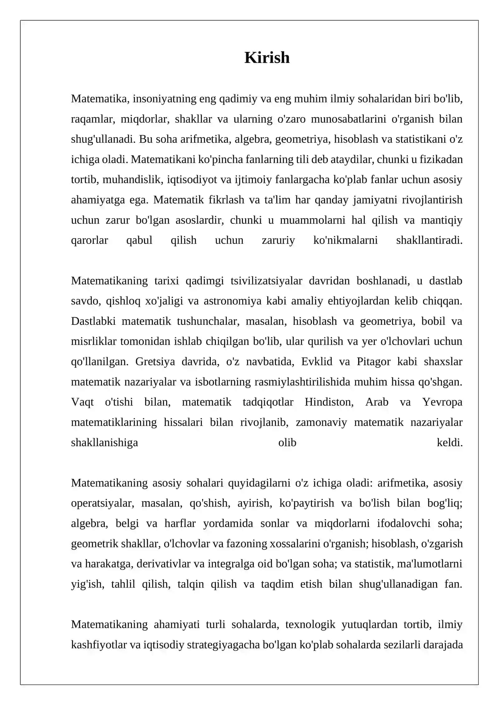Matematika ishlab chiqarilgan mahsulot hajmi modeli 3