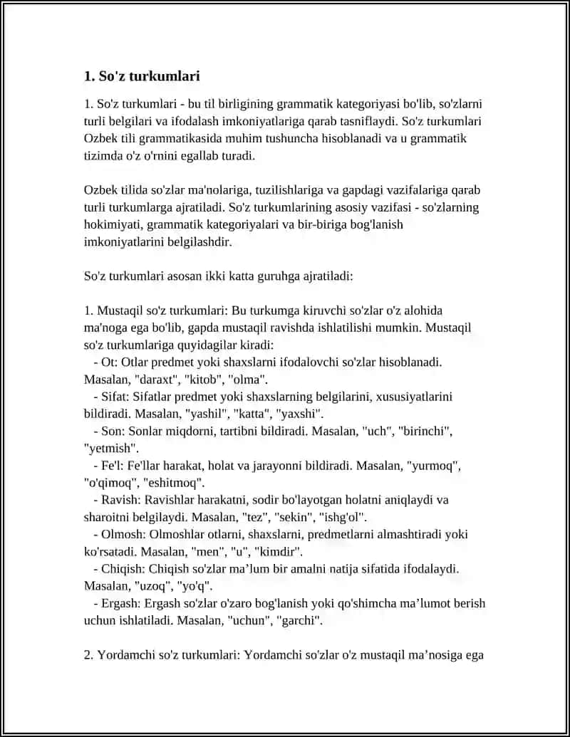 O‘ZBEK TILI MUSTAQIL ISH - OZBEK TILI GRAMATIKASI 3