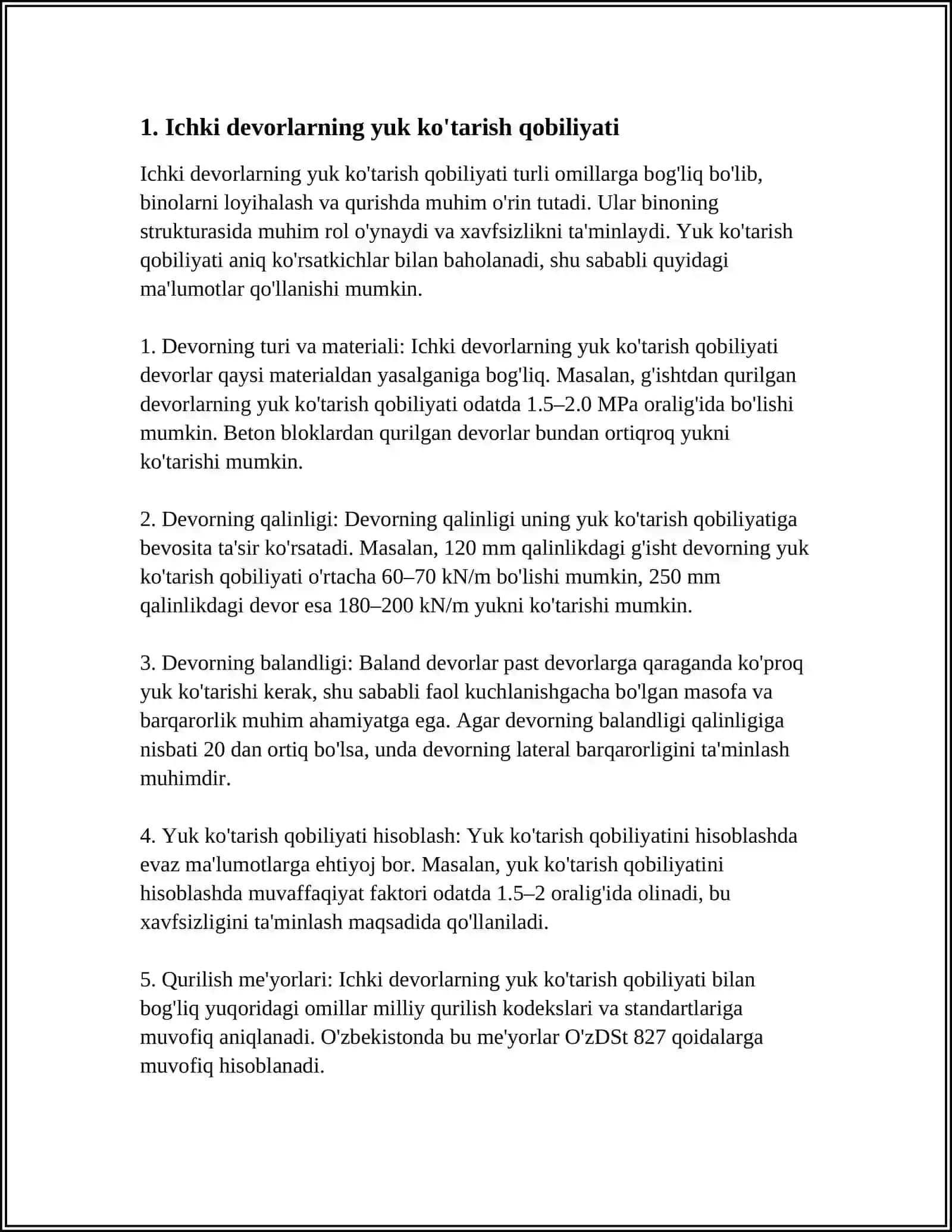 Ichki devor konstruksiyalarida xavfsizlik talablari (binolarda) 3
