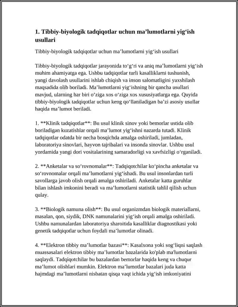 Tibbiy-Biyologik Masalani Yechish Misolida Ma'luotlarni Tashkil Qilish va Kiritish 3