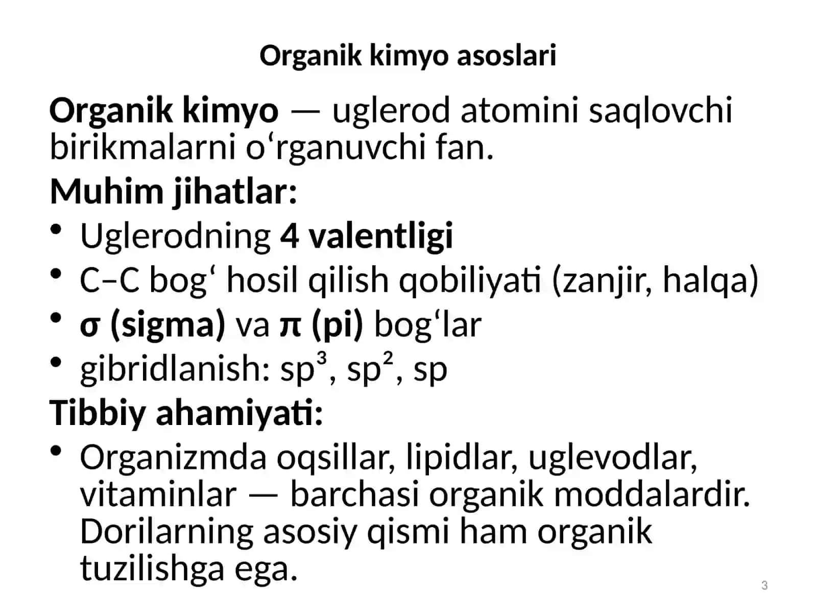 Organik kimyoviy birikmalar 3