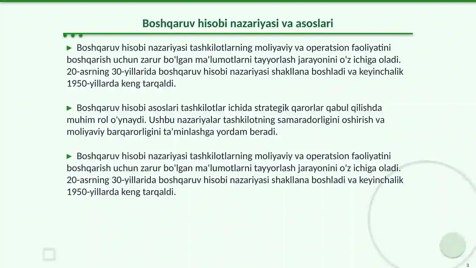 Boshqaruv hisobi yoʻnalishidagi nazariy qarashlar va amaliy tadqiqotlar 3