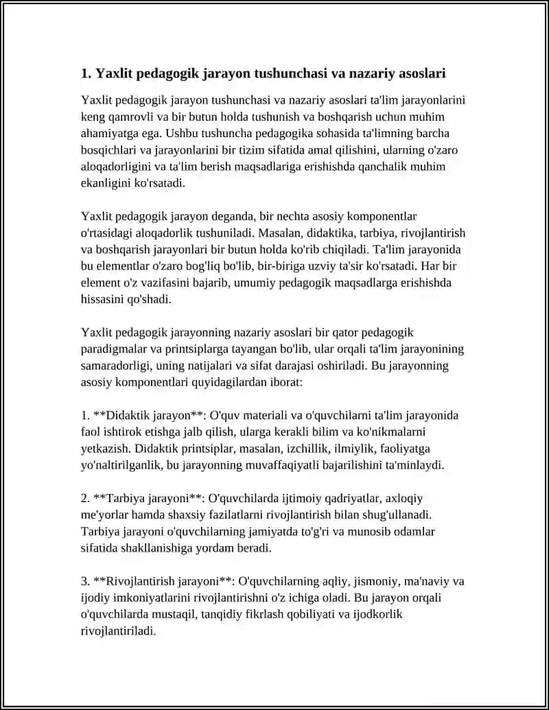 Yaxlit Pedagogik Jarayon Bosqichlari 3