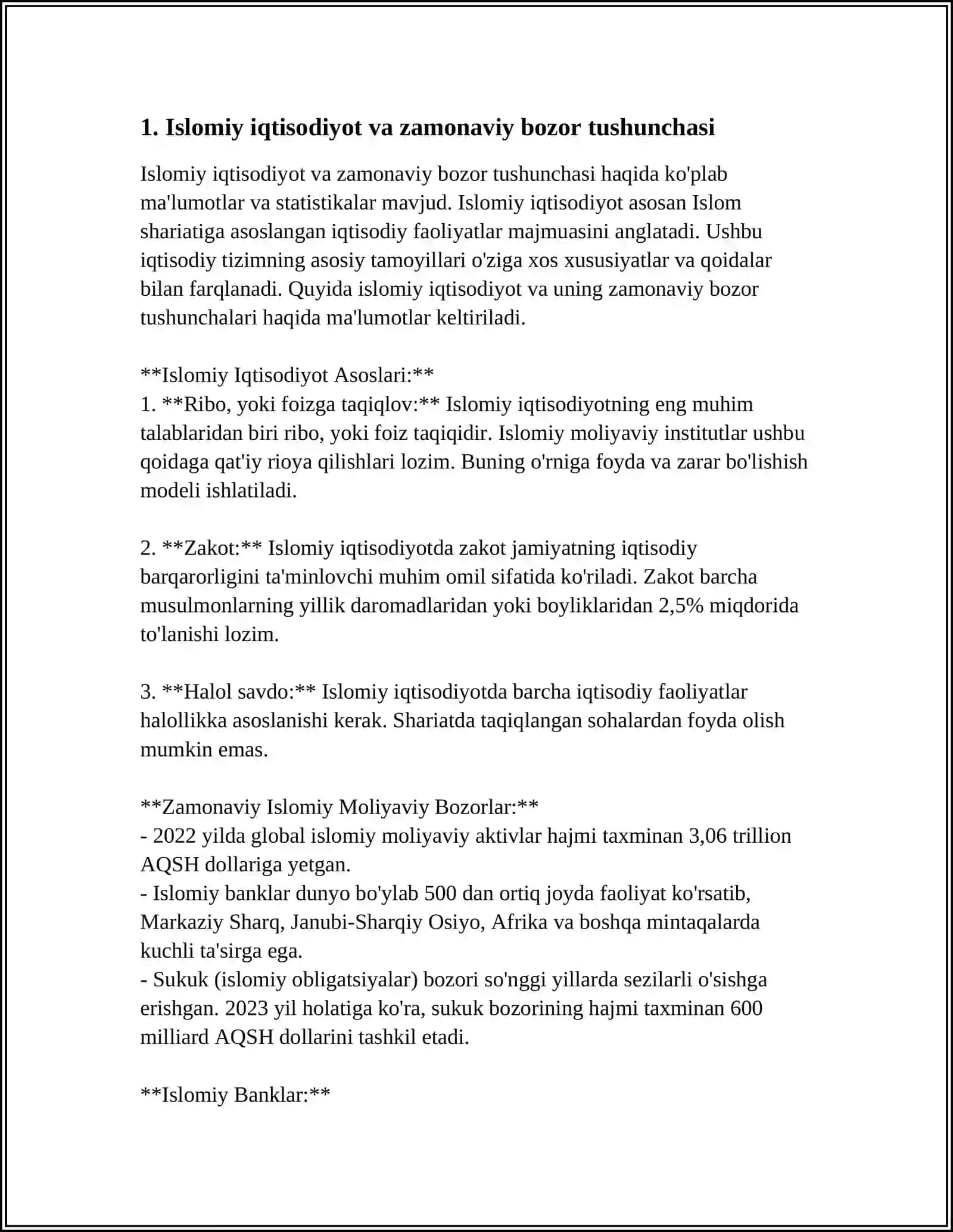 ISLOM IQTISODIYOTINING ZAMONAVIY BOZORGA TASIRI 3