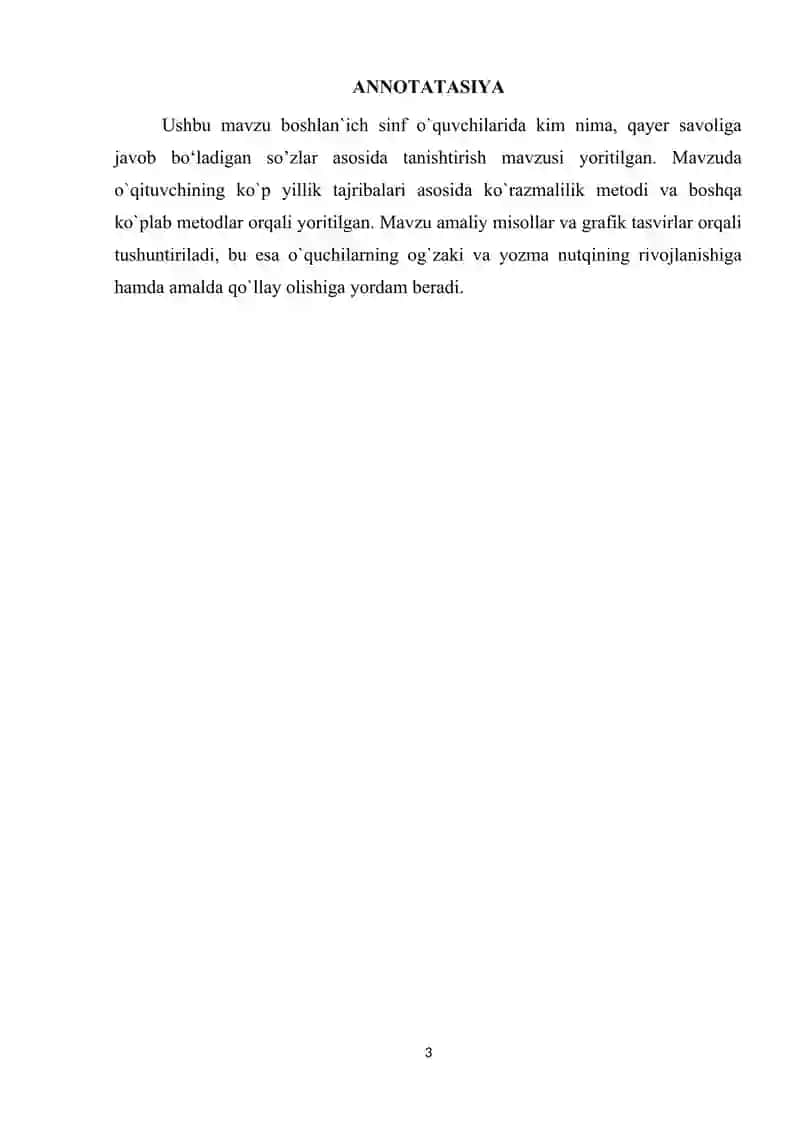 "So‘z turkumlari" mavzusida 3