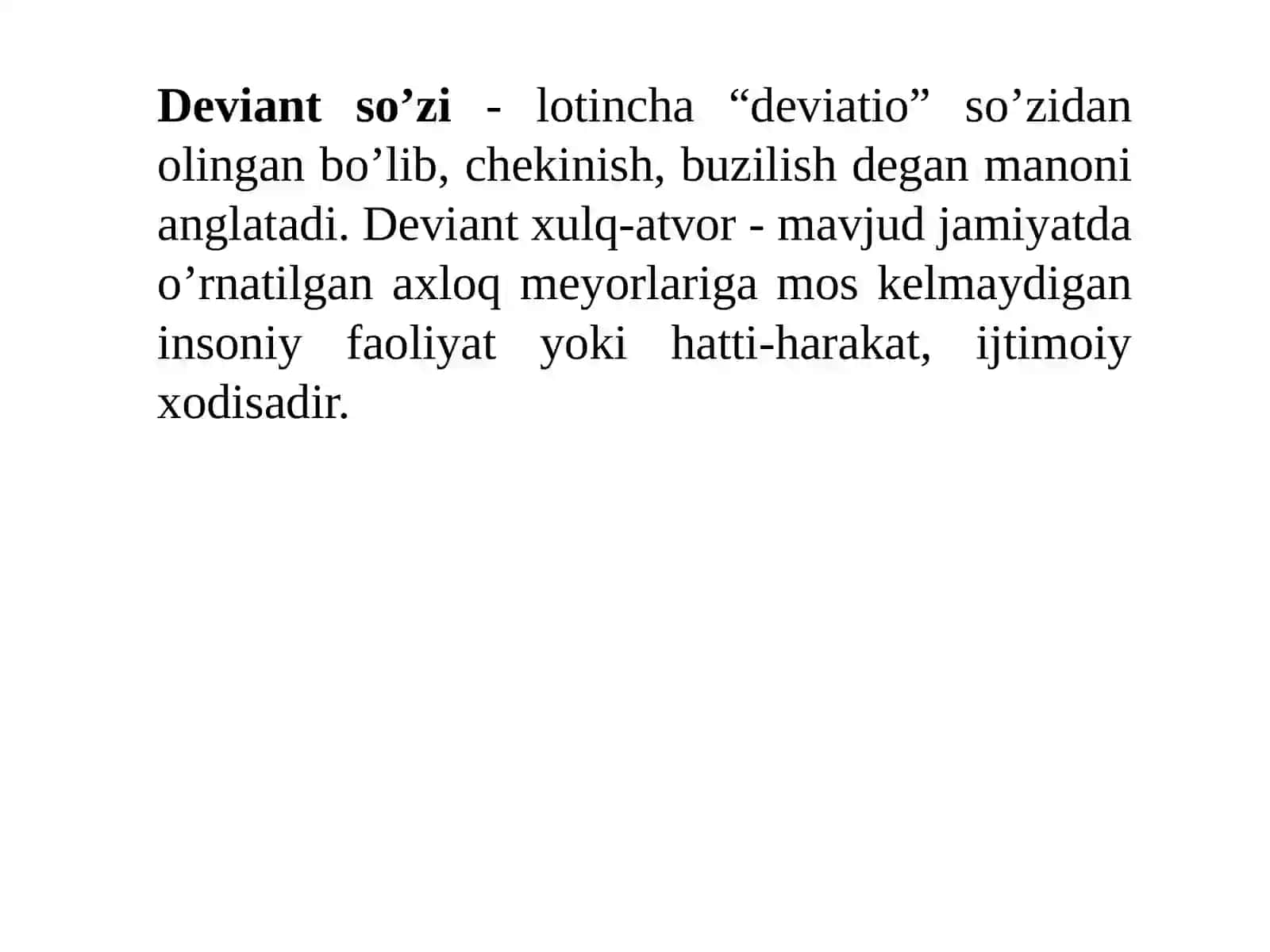 DEVIANTXULQ-ATVOR O‘SMIRLAR VA BOLALAR BILAN IJTIMOIY ISH 3