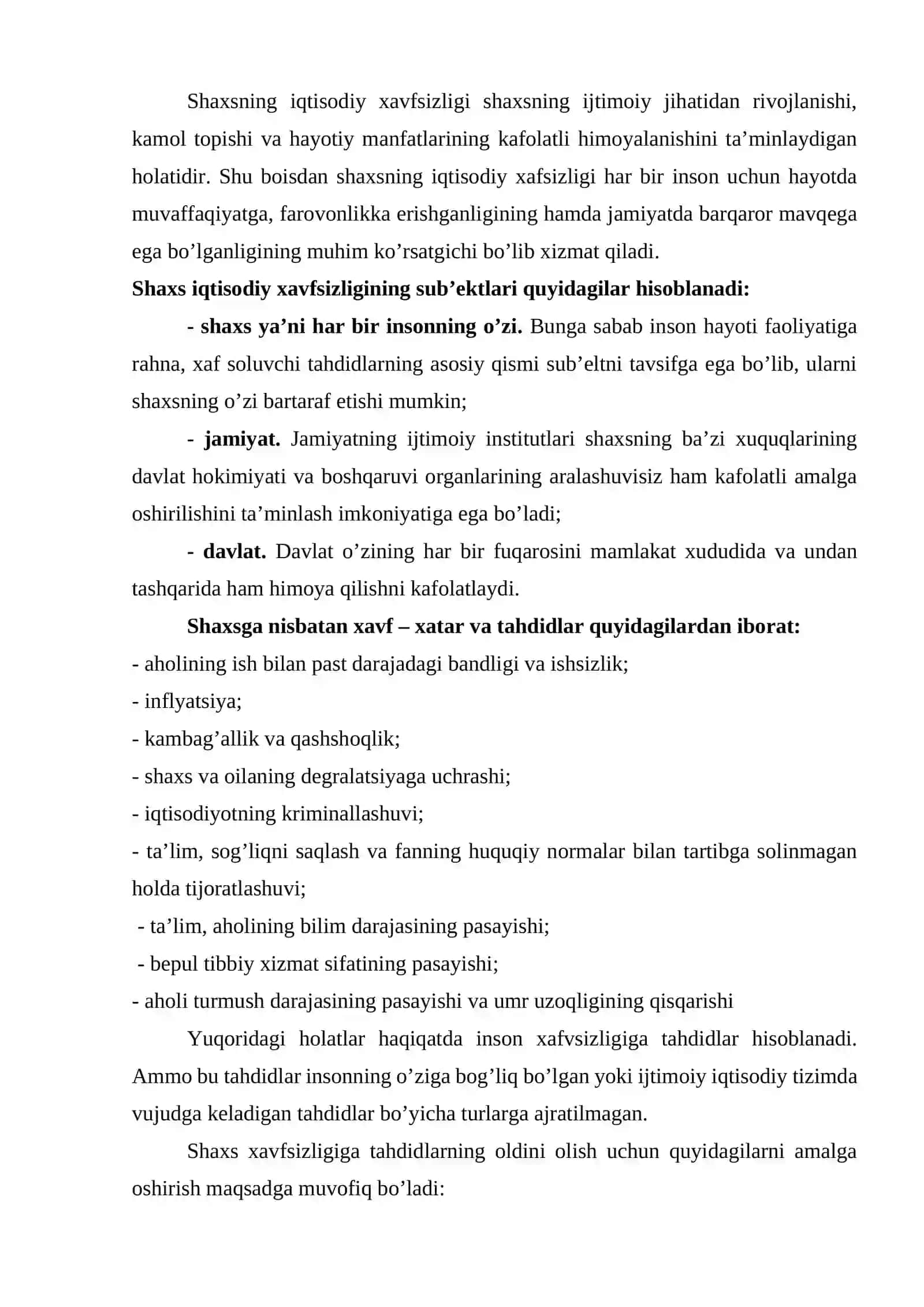 SHAXSNING IQTISODIY XAVFSIZLIGI 3