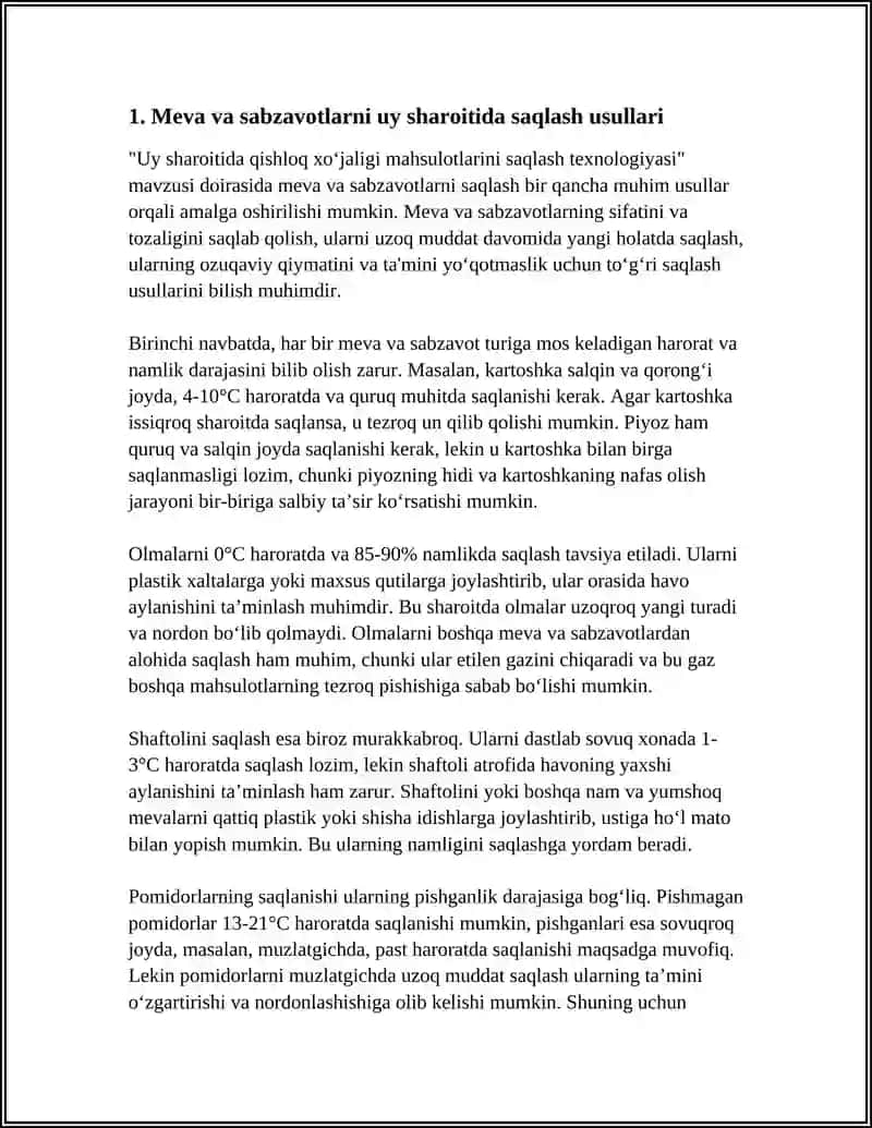 UY SHAROITIDA QISHLOQ XOJALIGI MAXSULOTLARINI SAQLASH TEXNALOGIYASI 3